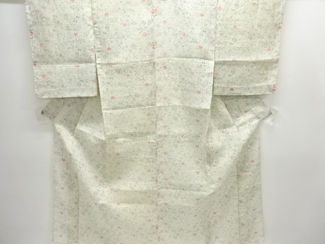 JAPANESE KIMONO / ANTIQUE AUTHENTIC OJIYA CHIJIMI KIMONO / FLORAL PATT
